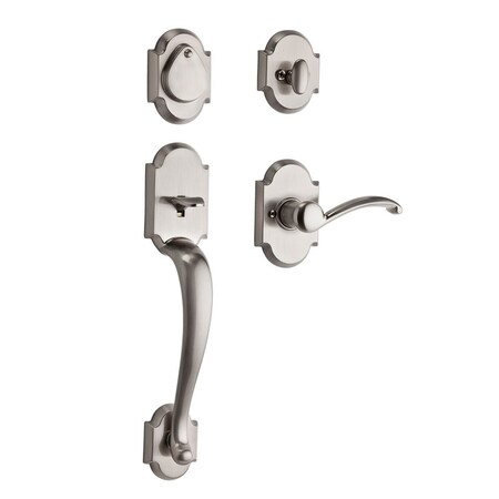 Kwikset SmartKey Austin Satin Nickel Metal Handleset Right or Left Handed 98001-378